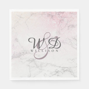 Servilleta De Papel Mármol de pareja personalizado con detalles purpur