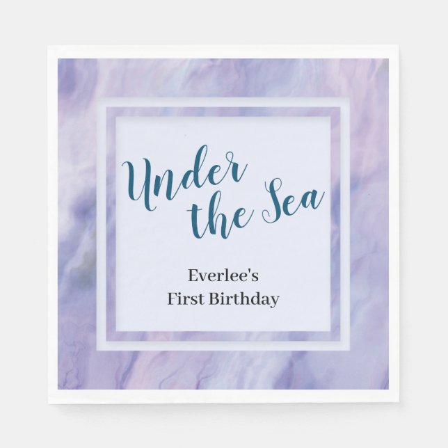 Servilleta De Papel Mármol morado bajo el mar (Anverso)