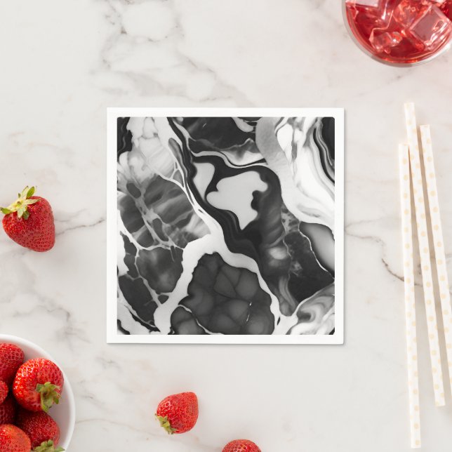 Servilleta De Papel Mármol negro y blanco a la moda (In situ)