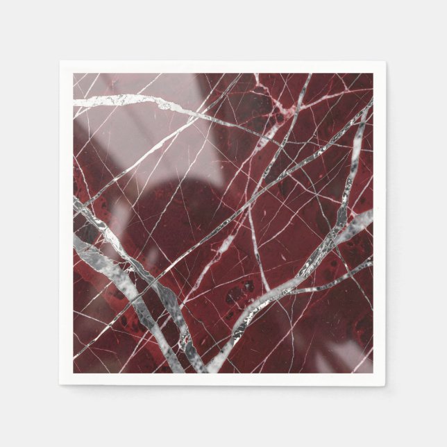 Servilleta De Papel Mármol rojo lustroso de lujo (Anverso)