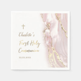 Servilleta De Papel mármol rosa de la primera comunión