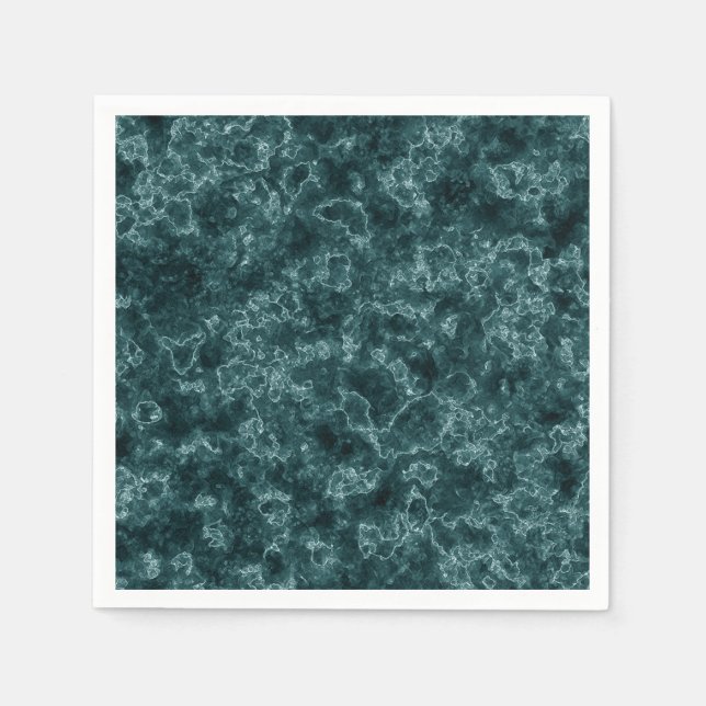 Servilleta De Papel Mármol turquesa negro (Anverso)