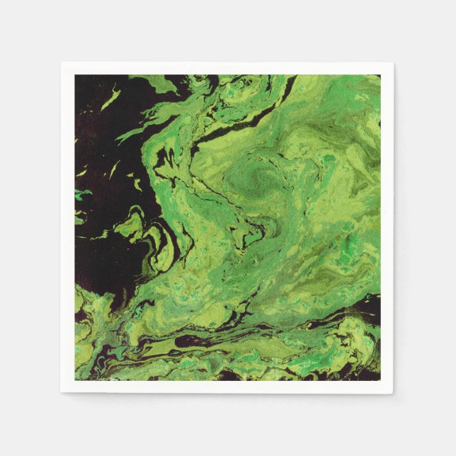 Servilleta De Papel Mármol verde negro (Anverso)