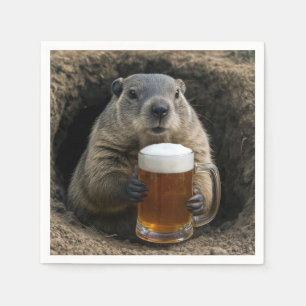 Servilleta De Papel Marmota con taza de cerveza