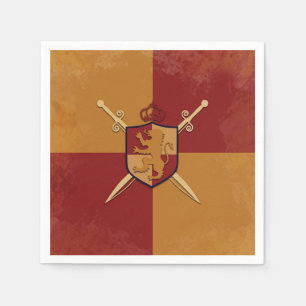 Servilleta De Papel Maroon & Gold Royal Knight Griffin Shield Fiesta