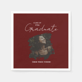 Servilleta De Papel Maroon Graduation Customizable Photo and Text