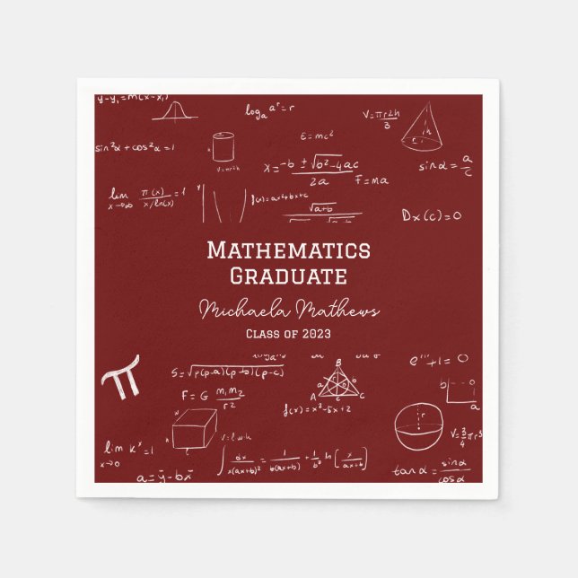 Servilleta De Papel Maroon Mathematics Graduate Class of Graduation (Anverso)