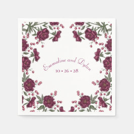 Servilleta De Papel Maroon Rose Wedding