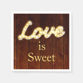 Servilleta De Papel Marquee Lights Love is Sweet - barn board
