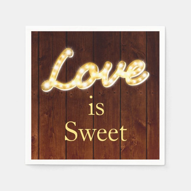 Servilleta De Papel Marquee Lights Love is Sweet - barn board (Anverso)