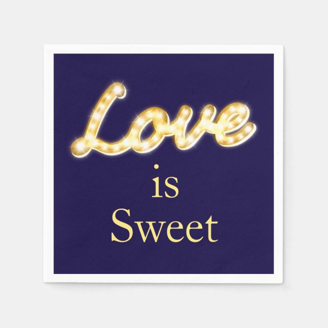 Servilleta De Papel Marquee Lights Love is Sweet Napkin - azul (Anverso)