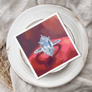 Servilleta De Papel Marquise Diamond Engagement Ring Red Watercolor