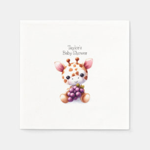 Servilleta De Papel Marrón acuarela Giraffe Minimalista Baby Shower