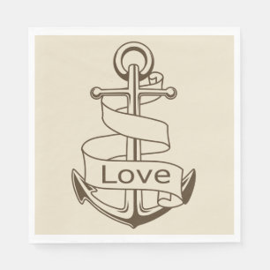 Servilleta De Papel Marrón Ancla de Barco Náutico Océano Marinero Amor