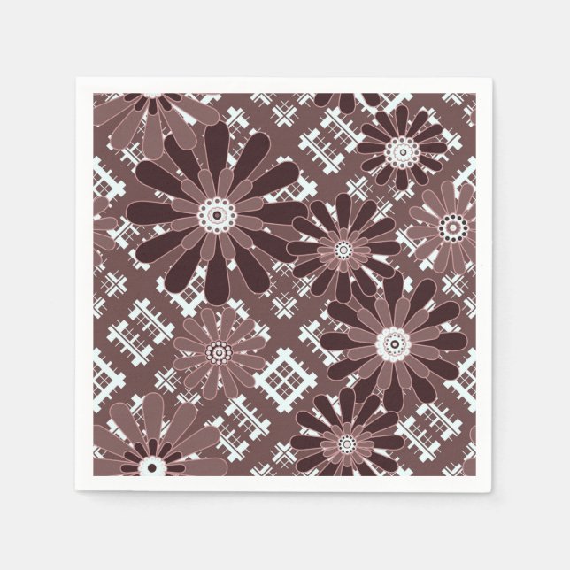 Servilleta De Papel Marrón, estampado floral (Anverso)