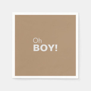 Servilleta De Papel Marrón formal minimalista Oh Boy Baby Shower