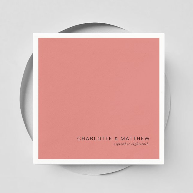 Servilleta De Papel Marrón negro moderno (Customer specific, beautiful, modern, minimal, blush-brown, wedding napkins.)