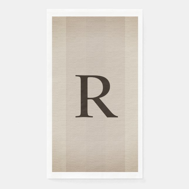 Servilleta De Papel Marrón neutral y Tan texturizado monogramado (Anverso)