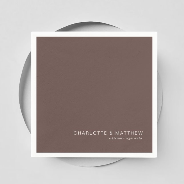 Servilleta De Papel Marrón oscuro moderno (Customer specific, beautiful, modern, minimal, chocolate brown, wedding napkins.)