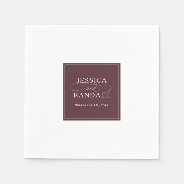 Servilleta De Papel Marsala Burgundy Red Classic Elegance Boda (Anverso)