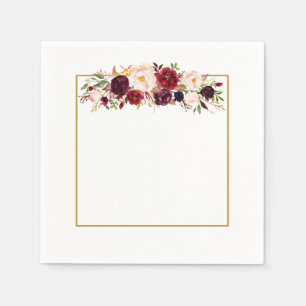 Servilleta De Papel Marsala Gold Square Flower Monograma Boda Napkin