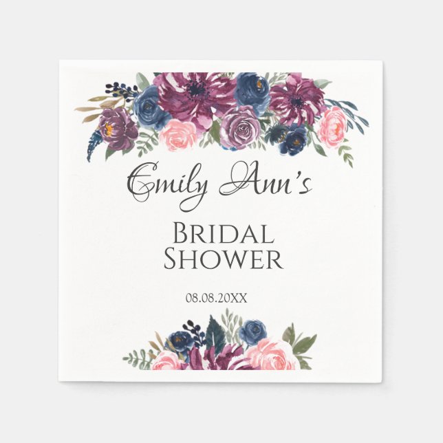 Servilleta De Papel Marsala Rubor ducha de novias con peonies de la ma (Anverso)