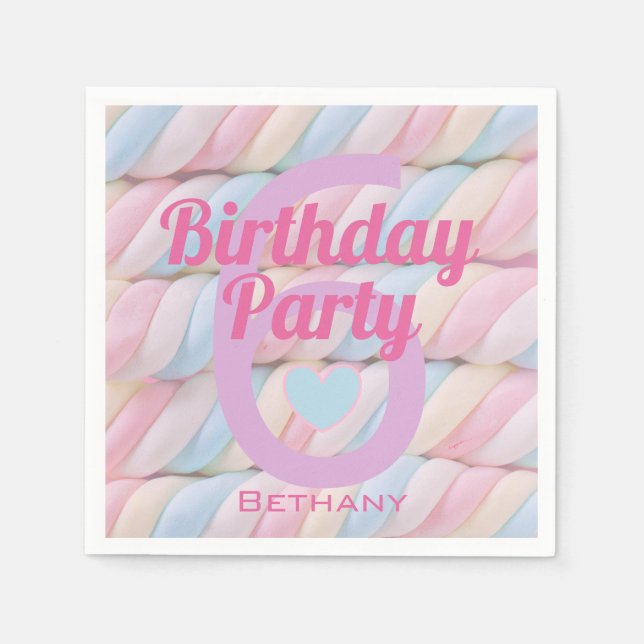 Servilleta De Papel Marshmallow Candy Girls Birday Party (Anverso)