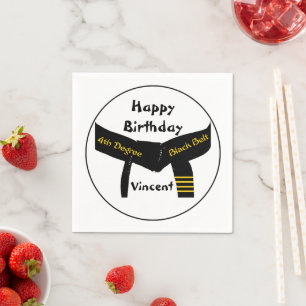 Servilleta De Papel Martial Arts 4º grado Black Belt Birthday