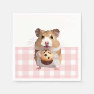 Servilleta De Papel Martillo Cuidadoso Con Muffin Rosa Gingham Check