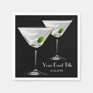 Servilleta De Papel Martini Cockatl Fiesta Evento Black Napkin