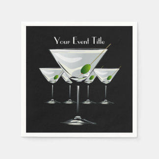 Servilleta De Papel Martini Cockatls Fiesta Evento Black Napkin