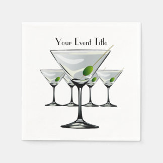 Servilleta De Papel Martini Cockatls Fiesta Evento White Napkin