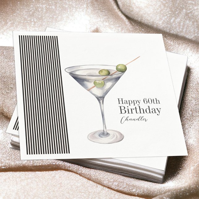 Servilleta De Papel Martini Cocktail Elegant 60th Birthday Party (Subido por el creador)