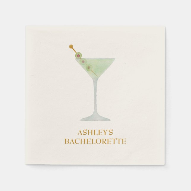 Servilleta De Papel Martini Cocktail Wedding Ducha o Bachelorette (Anverso)