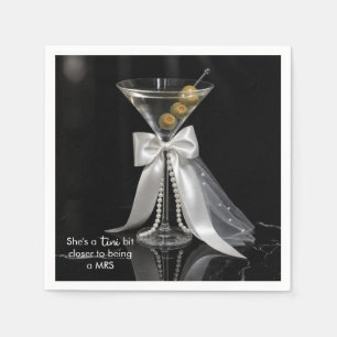 Servilleta De Papel Martini con un velo de novia y perlas