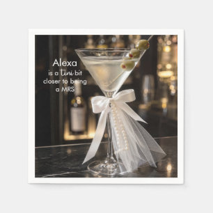 Servilleta De Papel Martini con un velo, perlas y nombre de novia