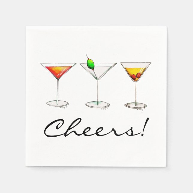 Servilleta De Papel Martini Cosmo Manhattan Cocktail Bebe Cheys (Anverso)