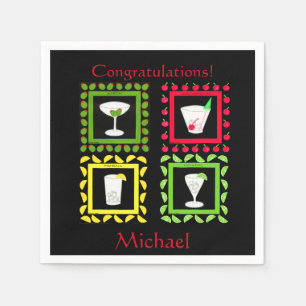 Servilleta De Papel Martini de arte retro vintage, de moda antigua, al