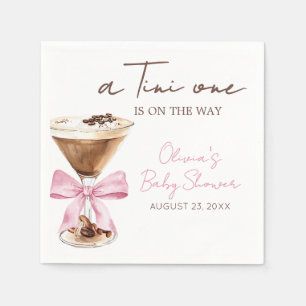 Servilleta De Papel Martini de Espresso con Lazo Rosa para Baby Shower