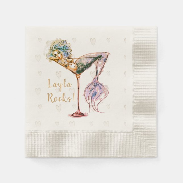 Servilleta De Papel Martini de sirena personalizada y hermosa (Anverso)