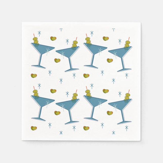 Servilleta De Papel Martini Madness Retro Cocktail Napkins (Anverso)