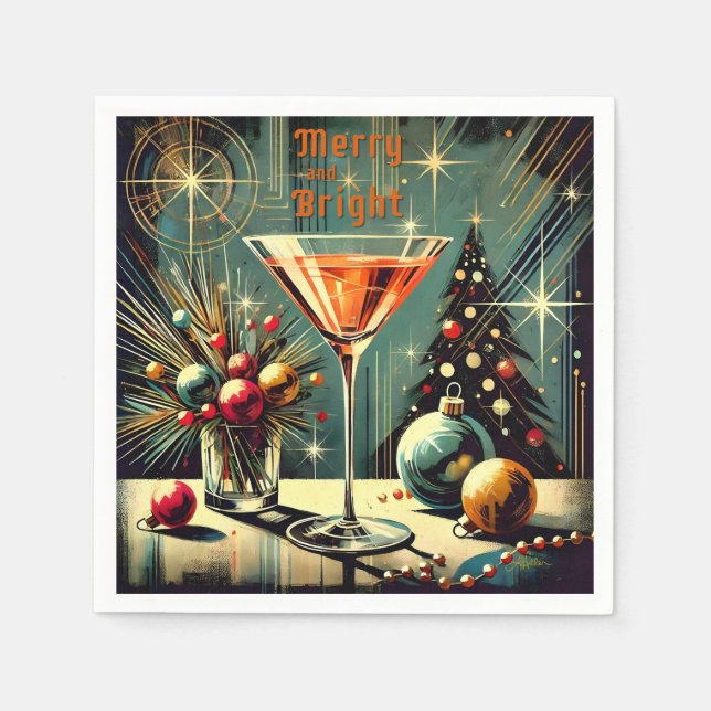 Servilleta De Papel Martini: Navidades merry y brillantes de los Retro (Anverso)