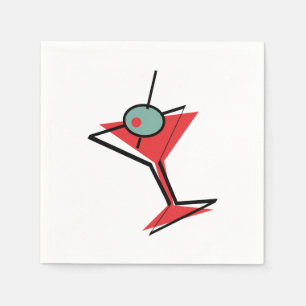 Servilleta De Papel Martini rojo retro