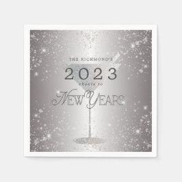 Servilleta De Papel Martini Silver Purpurina Fiesta de Año Nuevo