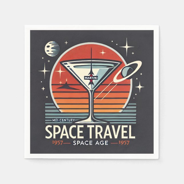 Servilleta De Papel Martini Space Travel 1957 Space Age Logo (Anverso)