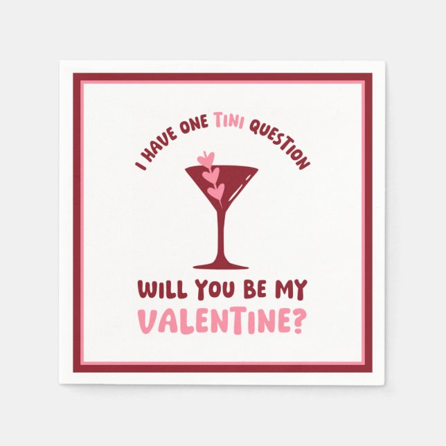 Servilleta De Papel  Martini Valentine Chic & Trendy Galentines Day (Anverso)