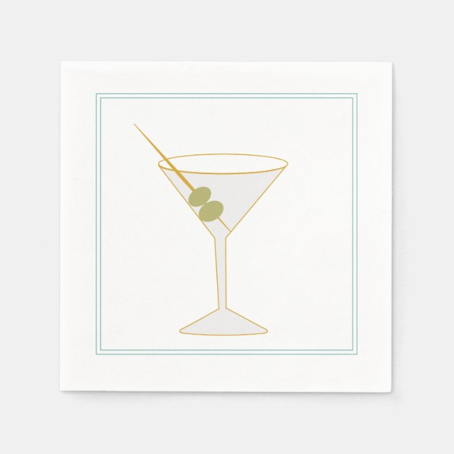 Servilleta De Papel Martini y Olive Cocktail Napkin (Anverso)