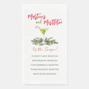 Servilleta De Papel Martinís festivos y bebidas navideñas con muérdago