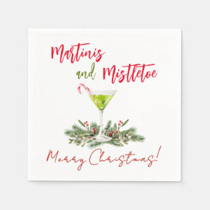 Servilleta De Papel Martinis Festivos y Muérdago Cóctel de Navidad