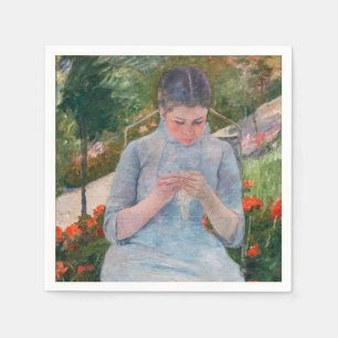 Servilleta De Papel Mary Cassatt - Chica cosiendo en un jardín